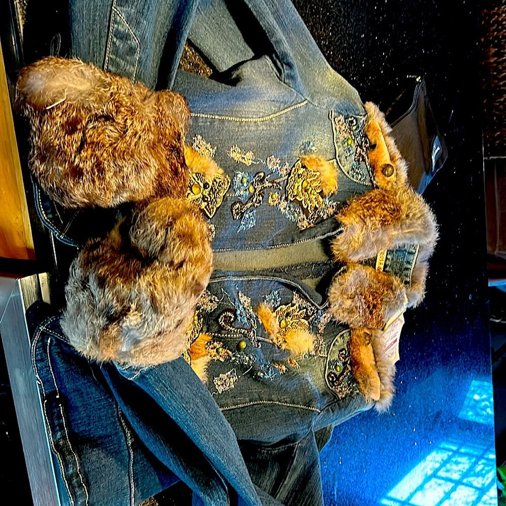 Denim jacket. Marked large but is cut smaller. Org $70
Selling for $30.